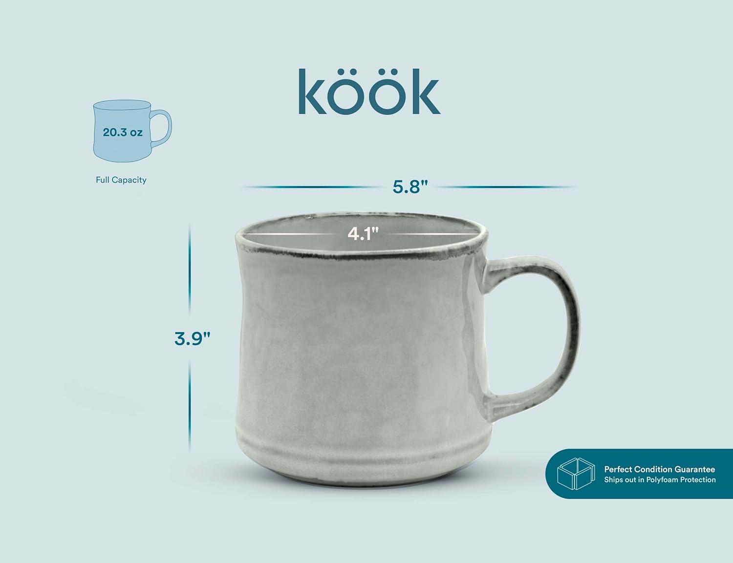 kook Kook 20 Oz. Glazed Coffee Mugs (Set of 2)