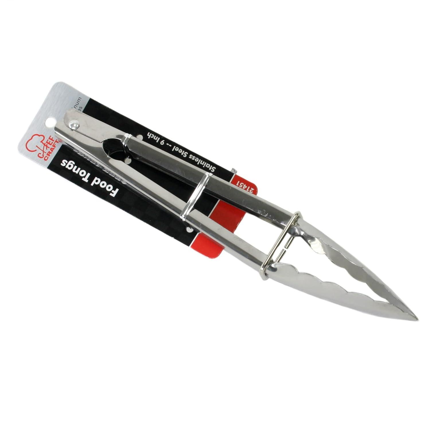 Chef Craft Classic Clam Shell Tongs, 9 inches in Length, Stainless Steel