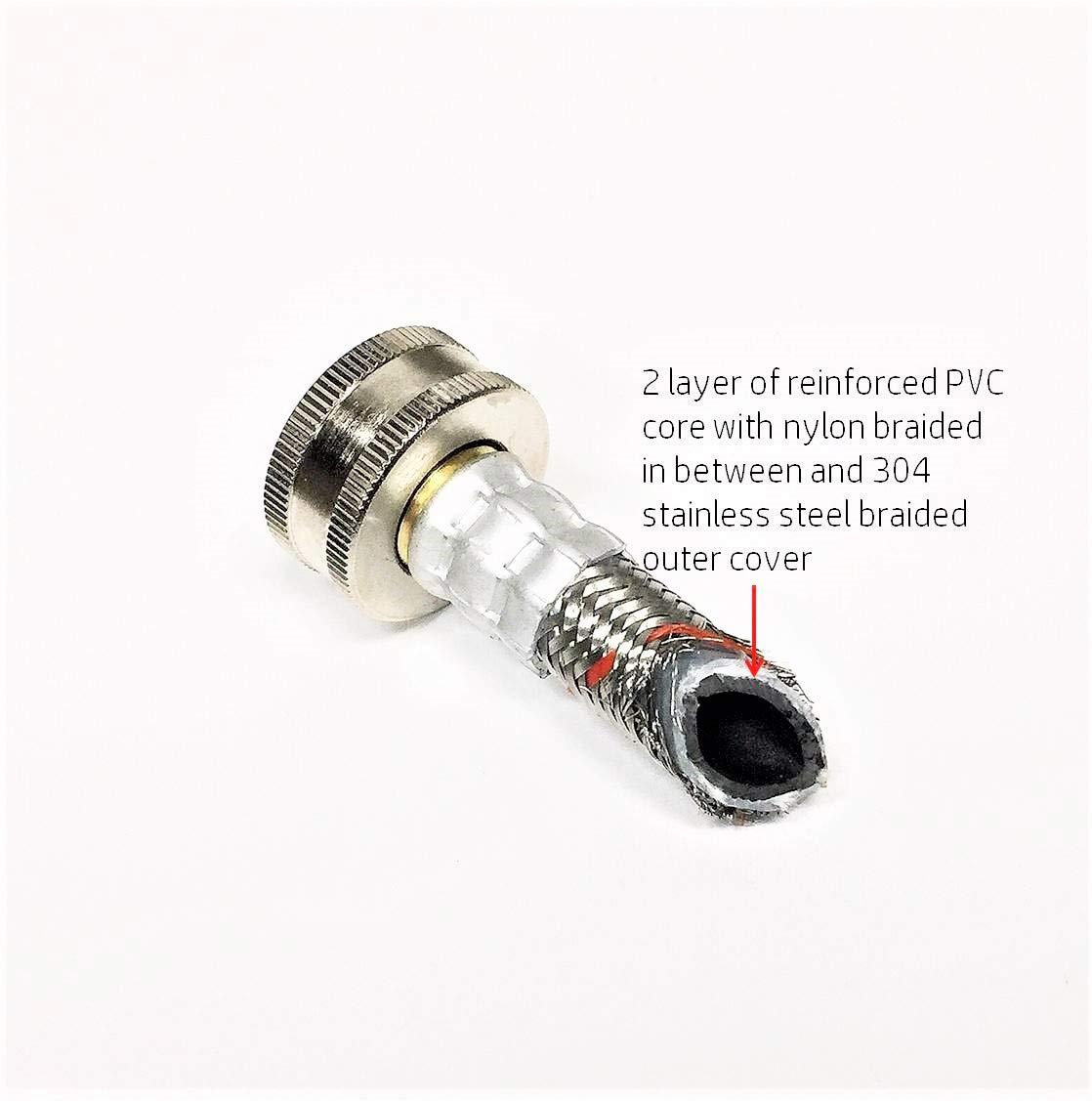 2-Pack Premium Stainless Steel Washing Machine Hoses - 5 FT No-Lead Burst Proof Water Inlet Supply Lines - Universal 90 Degree Elbow Connection