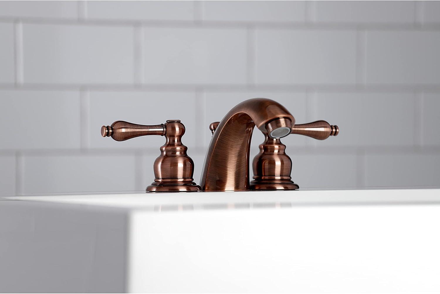 Kingston Brass Victorian Two-Handle 3-Hole Deck Mount Mini-Widespread Bathroom Faucet with Plastic Pop-Up