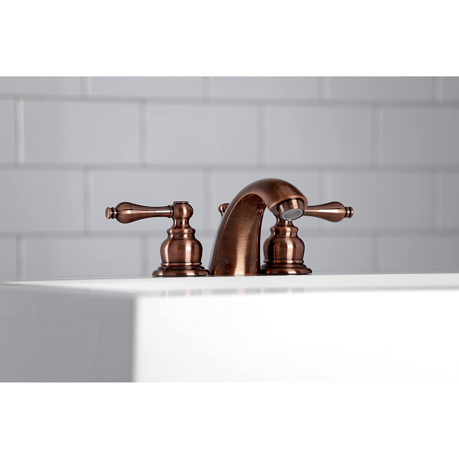 Kingston Brass Kingston Brass Victorian Two-Handle 3-Hole Deck Mount Mini-Widespread Bathroom Faucet with Plastic Pop-Up KB946AL