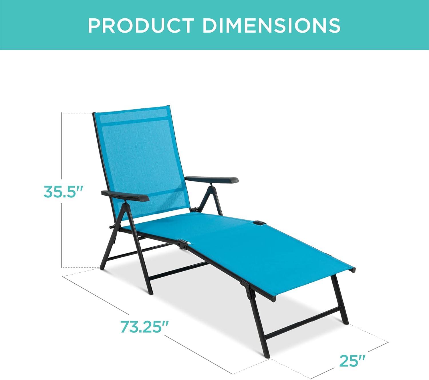 Sky Blue Adjustable Outdoor Chaise Lounge Chairs with Steel Frame