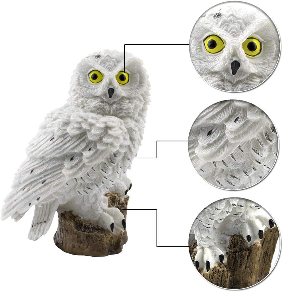 White Resin Owl Solar LED Garden Pathway Light