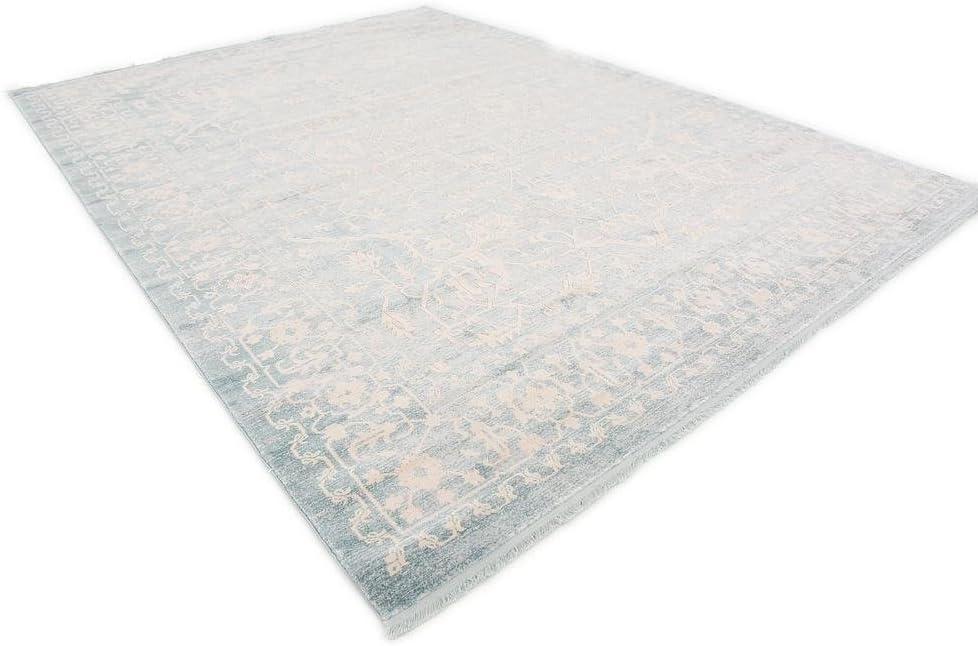 Light Blue and Ivory Abstract Rectangular Area Rug