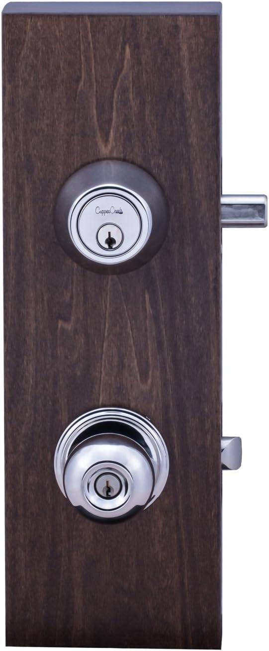 Polished Brass Single Cylinder Door Knob and Deadbolt Set