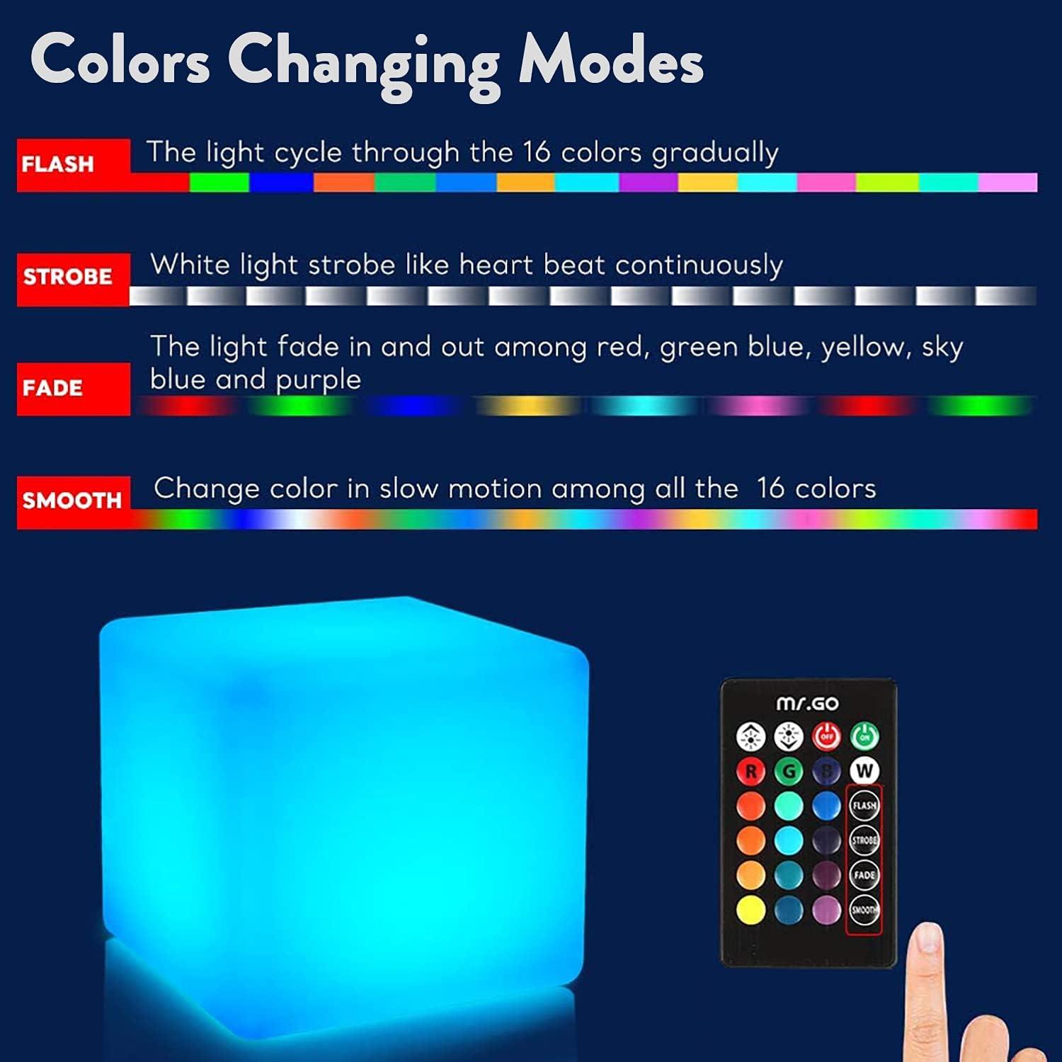 8-Inch RGB Color-Changing LED Cube Lamp with Remote