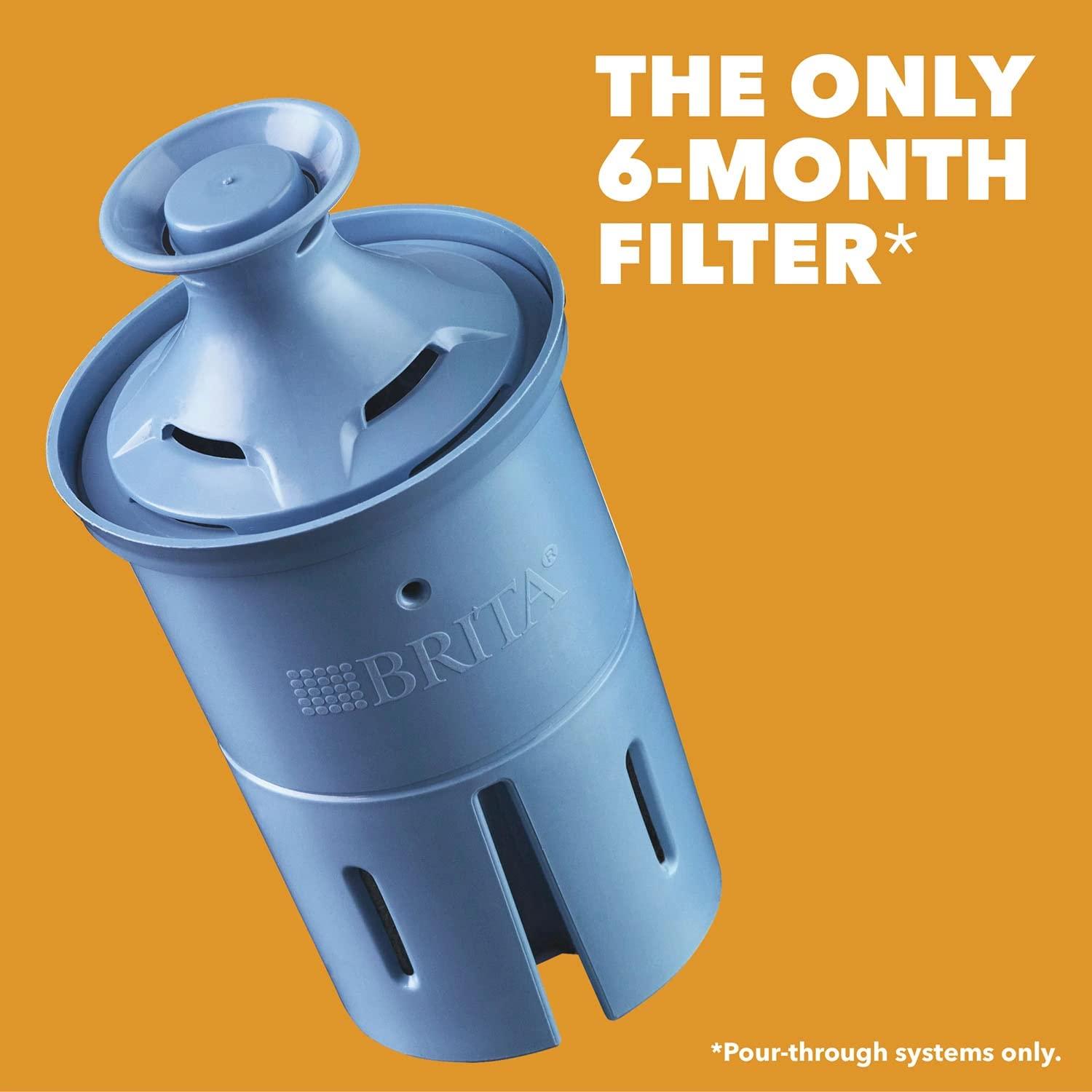 Brita Wave Large 10-Cup Water Filter Pitcher with 2 Longlast+ Filters- Blue