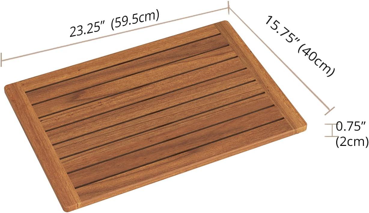 Eco-Friendly Teak Wood Bath Mat with Non-Slip Feet