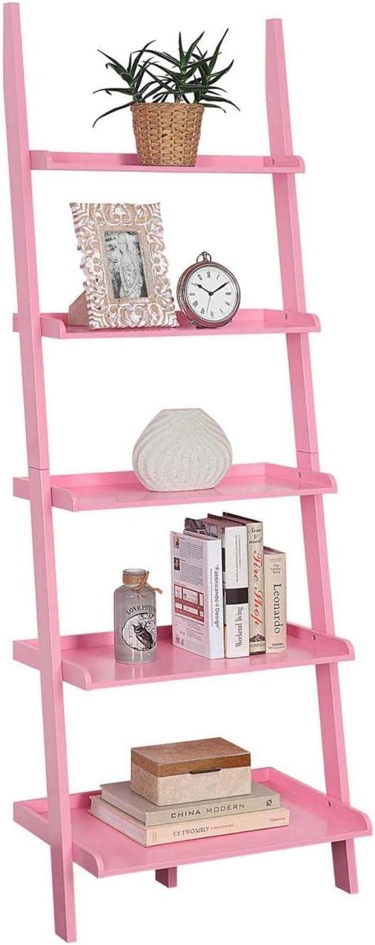 American Heritage Light Pink 5-Tier Wooden Ladder Bookshelf