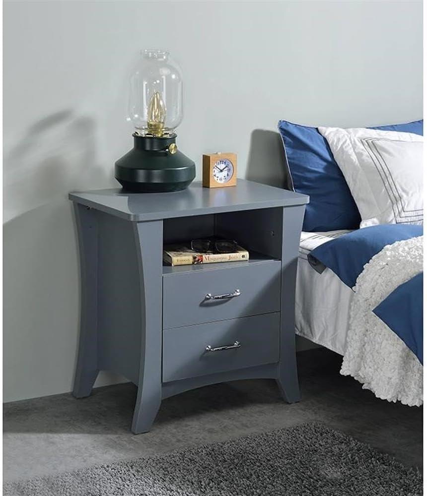 24" Colt Accent Table Gray Finish - Acme Furniture: Wood Frame, Rectangle Shape, Lower Shelf Storage