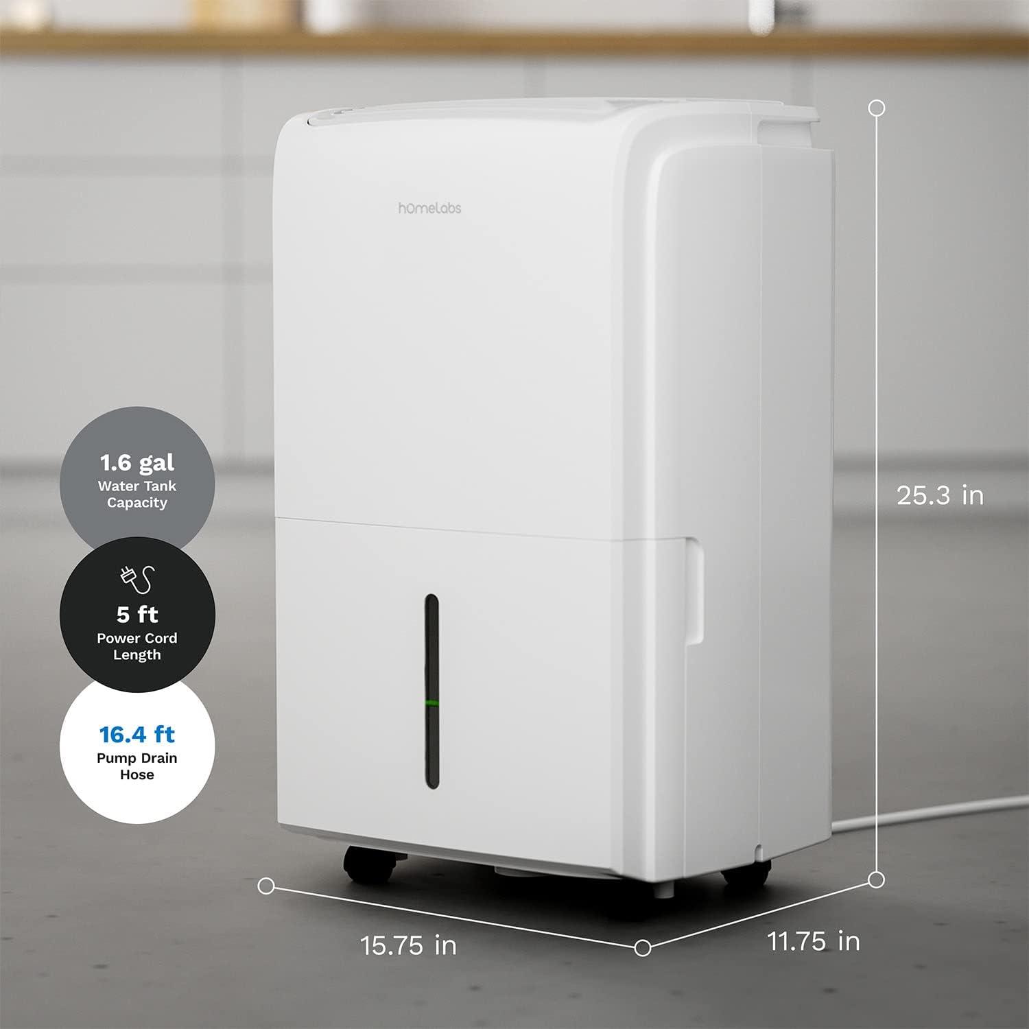 hOmeLabs hOmeLabs 4,000 Sq. Ft Energy Star Dehumidifier with Pump – Ideal for Bedrooms and Laundry Rooms