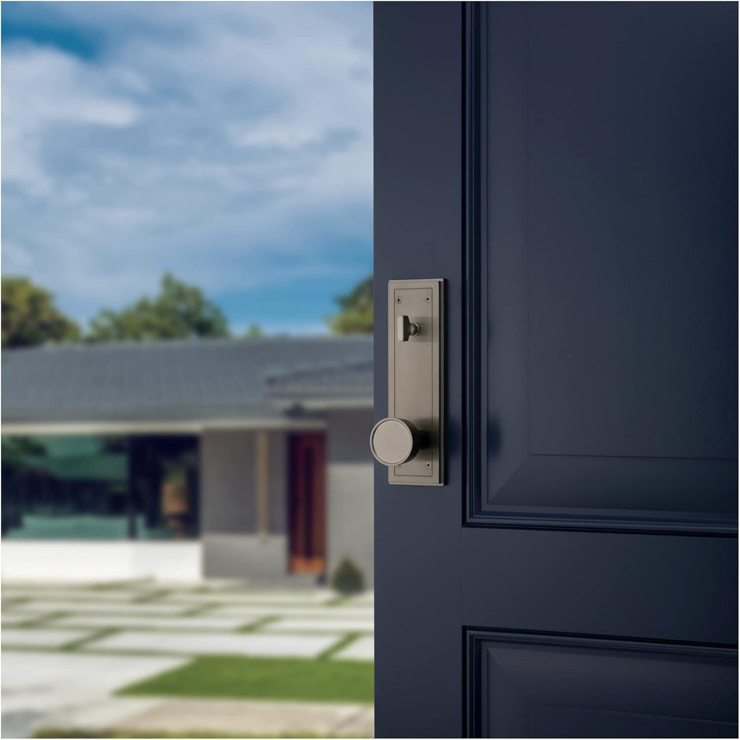 Baldwin 85311.ENTR Hollywood Hills Full Plate Single Cylinder Door Handleset with Interior K008 Knob and Emergency Egress Function - Polished Chrome