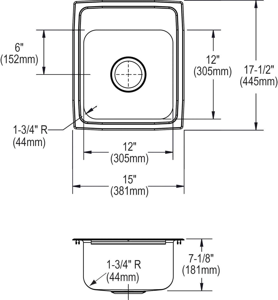 Celebrity 15" L x 18" W Drop-in Bar Sink