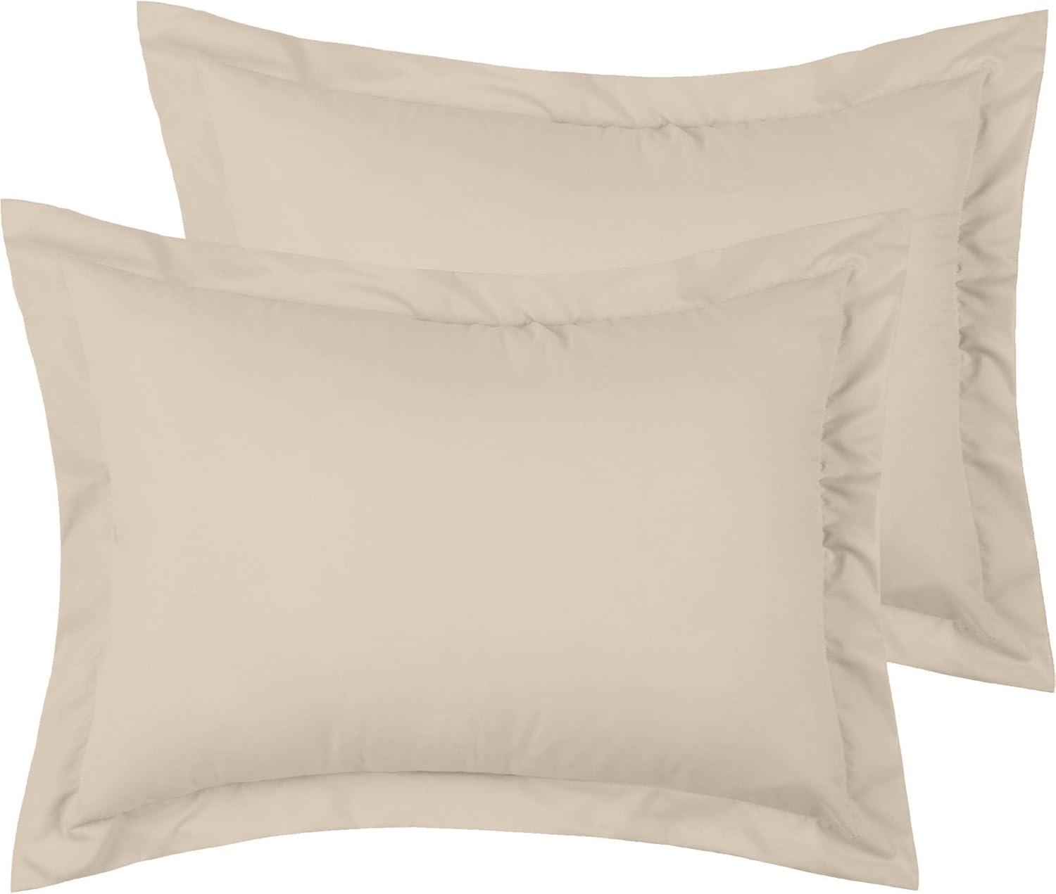 Mellanni Pillow Shams Set of 2 - Iconic Collection Decorative Pillow Covers / Cases 20"x36" with 2" Flange - King Size, Beige