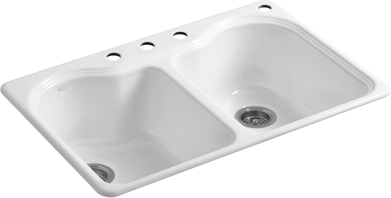 Hartland Classic White 33" Double Basin Cast Iron Kitchen Sink