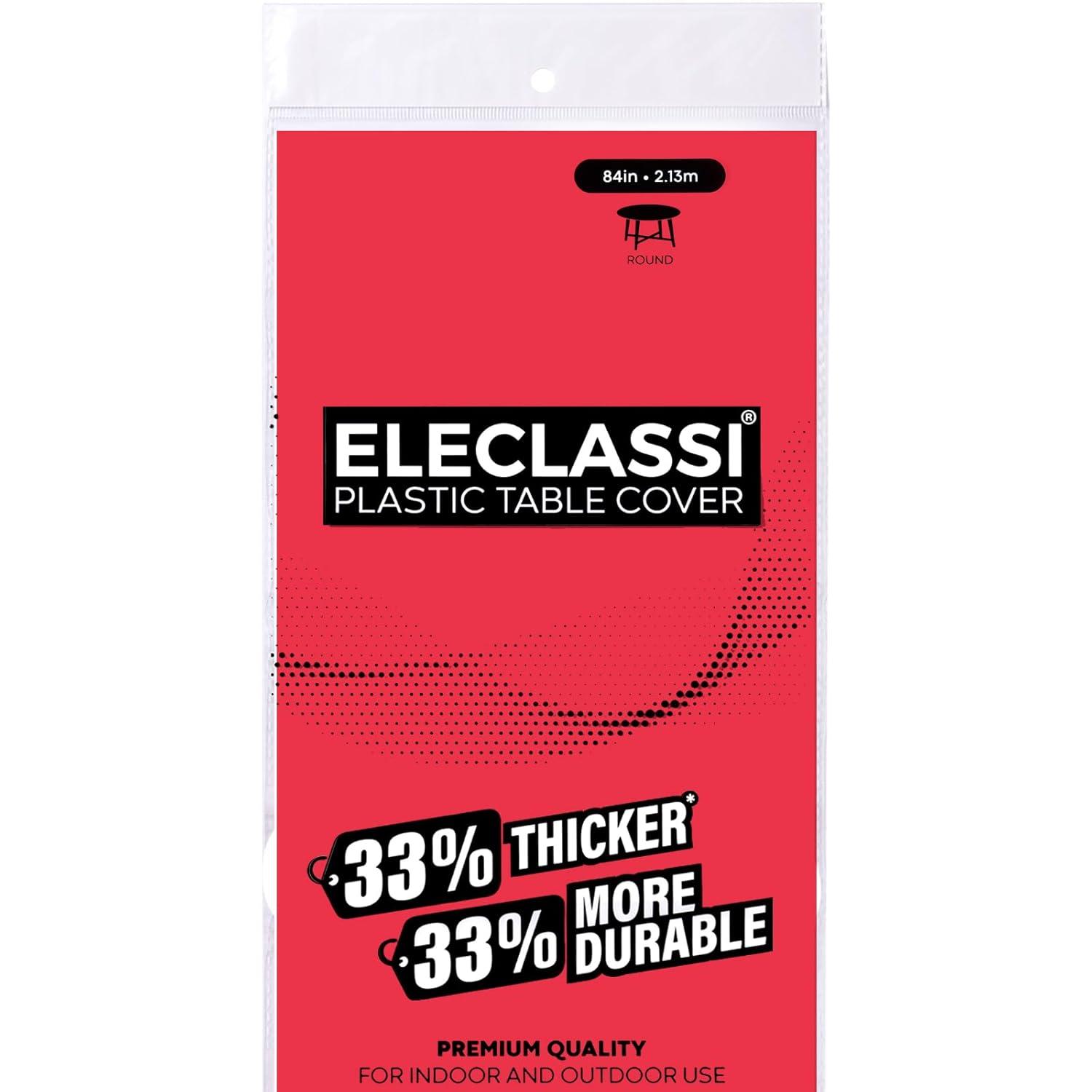 Crown Display Premium Quality Plastic Tablecloth 84 Inch. Round- Red- 6 Packs