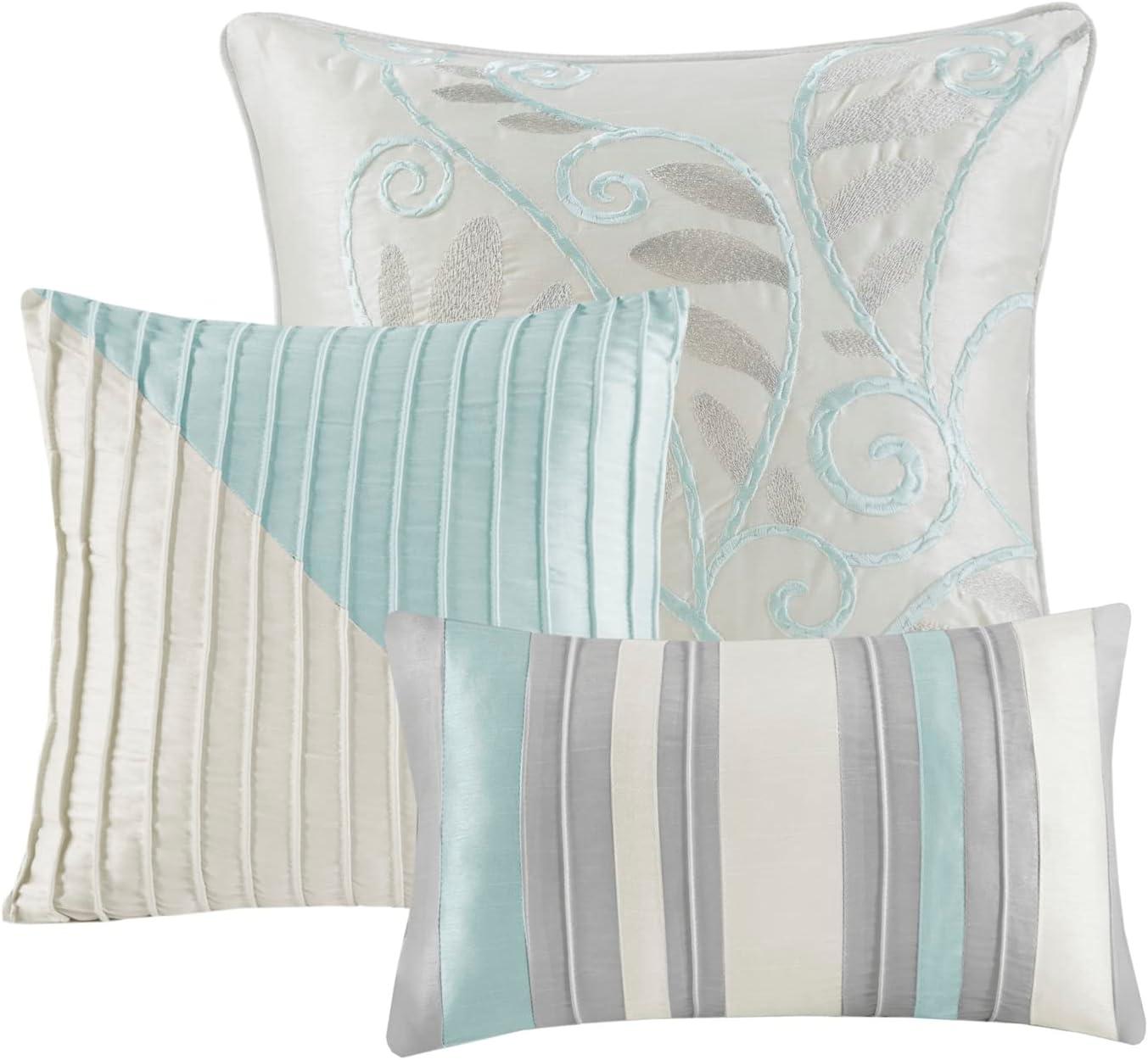 Madison Park Amherst 7 Piece Striped and Pleated Comforter Set