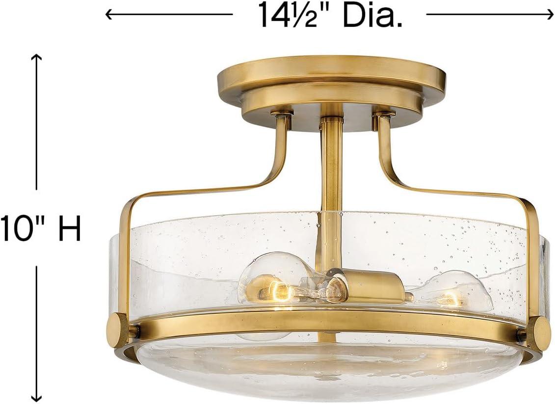 Harper Heritage Brass 3-Light Medium Semi-Flush Mount with Clear Seedy Glass