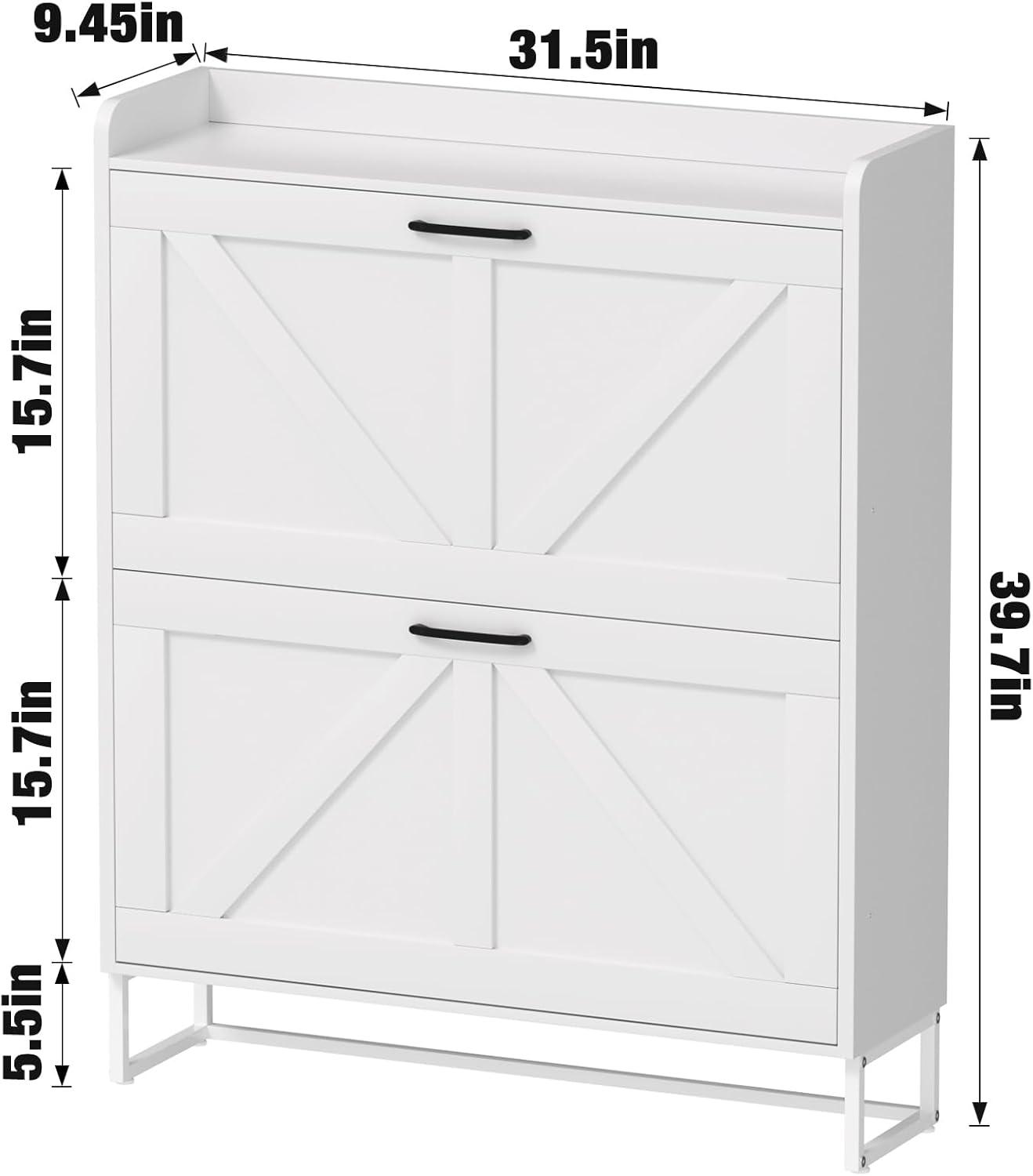 Gracie Oaks Shoe Cabinet With 2 Flip Drawers, Narrow Shoe Cabinet Hidden Shoe Rack Freestanding Shoe Cabinet Organizer For Entryway, Hallway