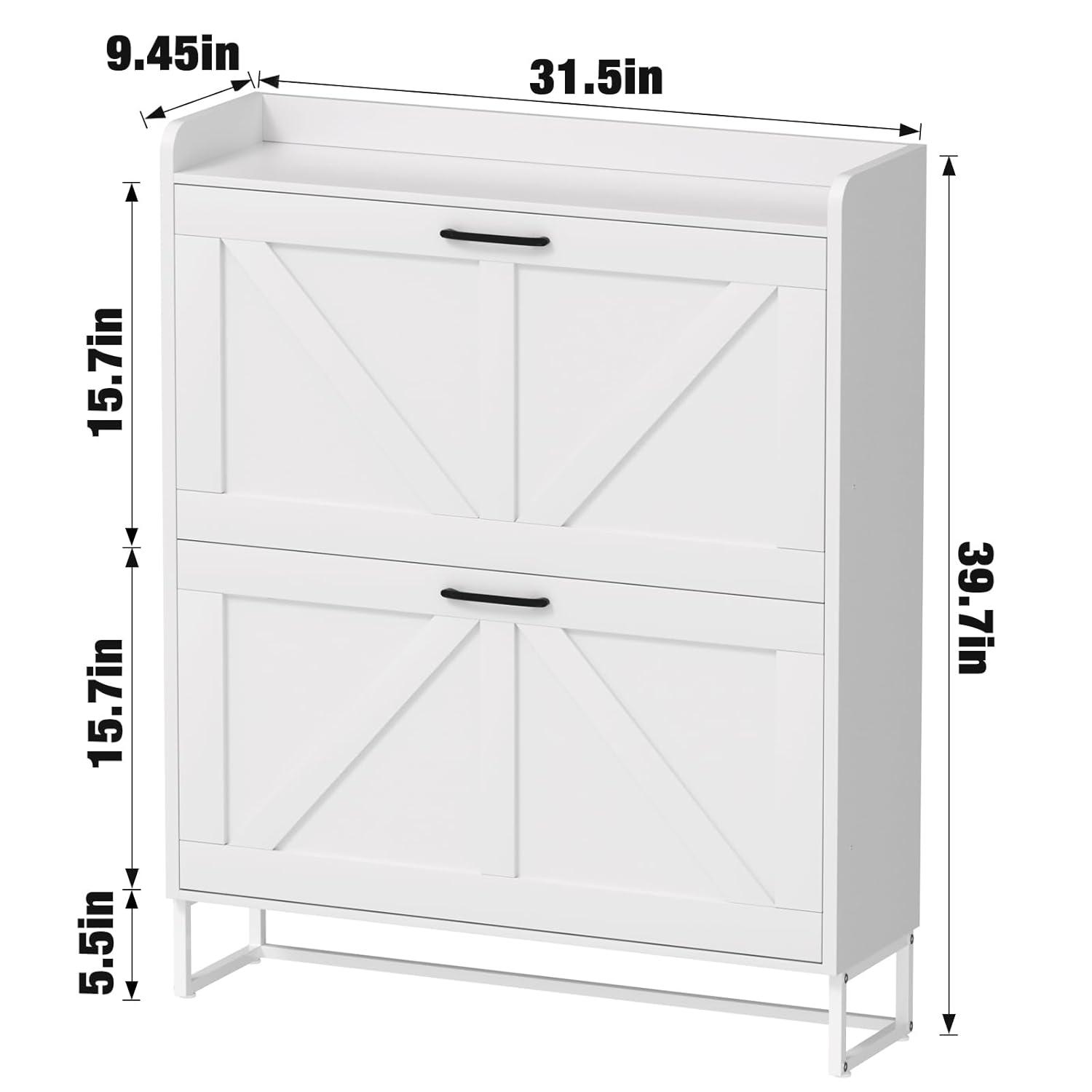 Gracie Oaks Shoe Cabinet With 2 Flip Drawers, Narrow Shoe Cabinet Hidden Shoe Rack Freestanding Shoe Cabinet Organizer For Entryway, Hallway