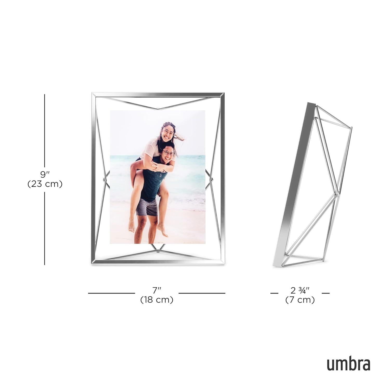 Umbra 5"x7" Prisma Picture Frame Chrome: Modern Geometric Design, Steel Material, Wall or Tabletop Display
