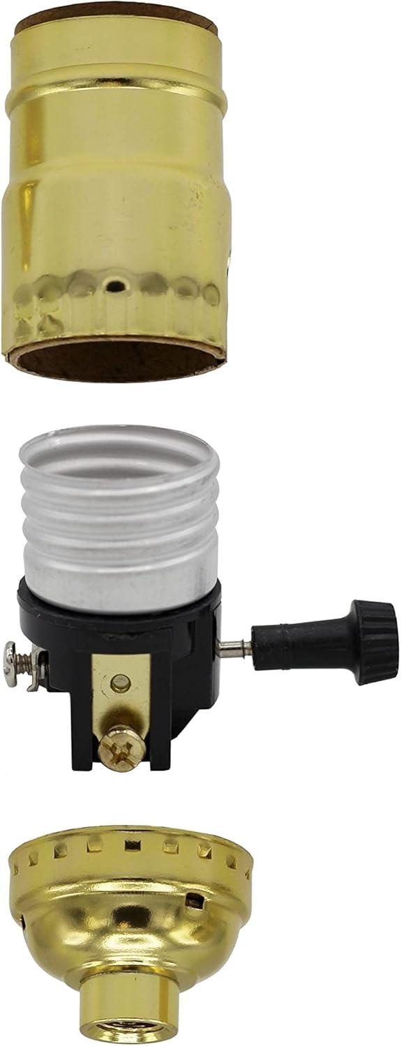 Creative Hobbies Make a Lamp or Repair Kit - All Essential Hardware, Gold 3 Way Socket, and White Electric Cord