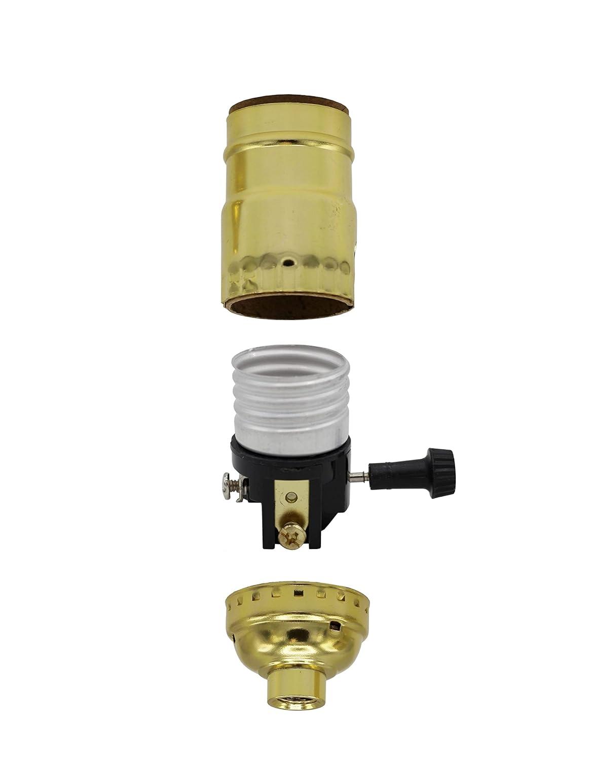 Creative Hobbies Make a Lamp or Repair Kit - All Essential Hardware, Gold 3 Way Socket, and White Electric Cord