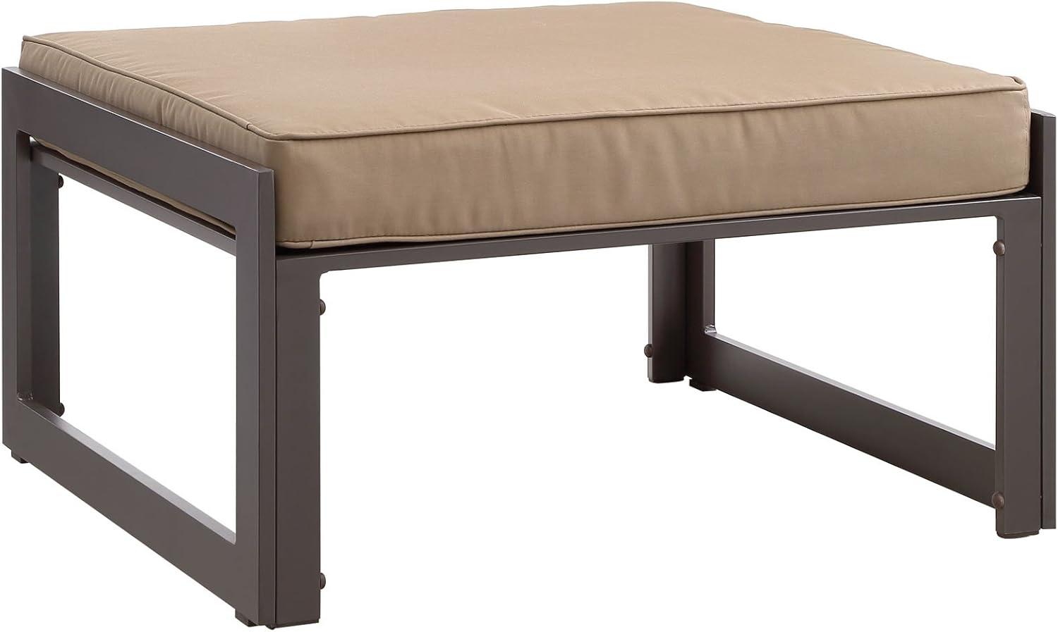 Fortuna Brown Mocha Aluminum Outdoor Patio Ottoman