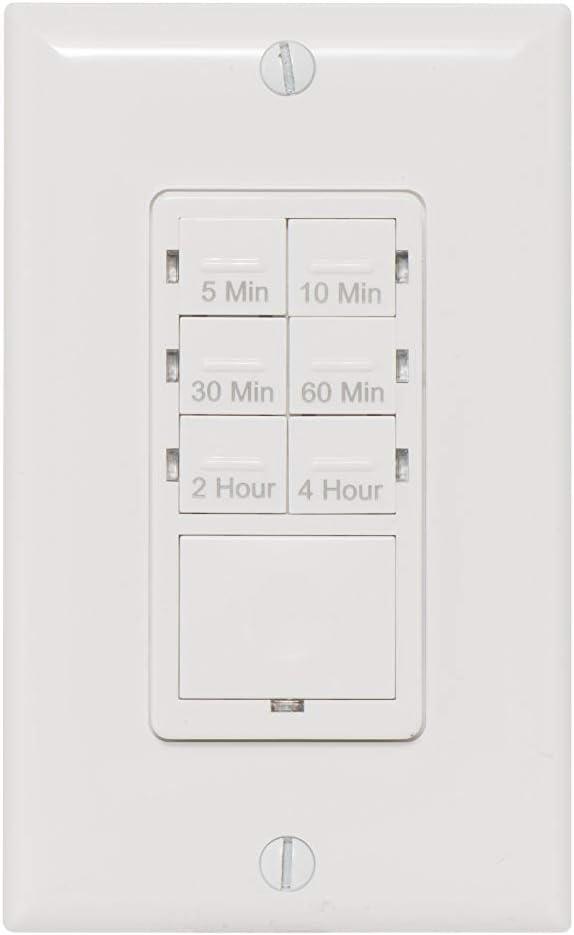 5-Minute to 4-Hour Indoor in-Wall Countdown Digital Lighting and Appliance Timer, White