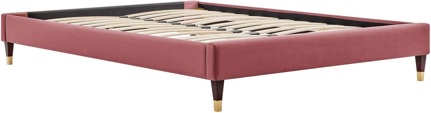 Modway Harlow Full Performance Velvet Platform Bed Frame in Dusty Rose