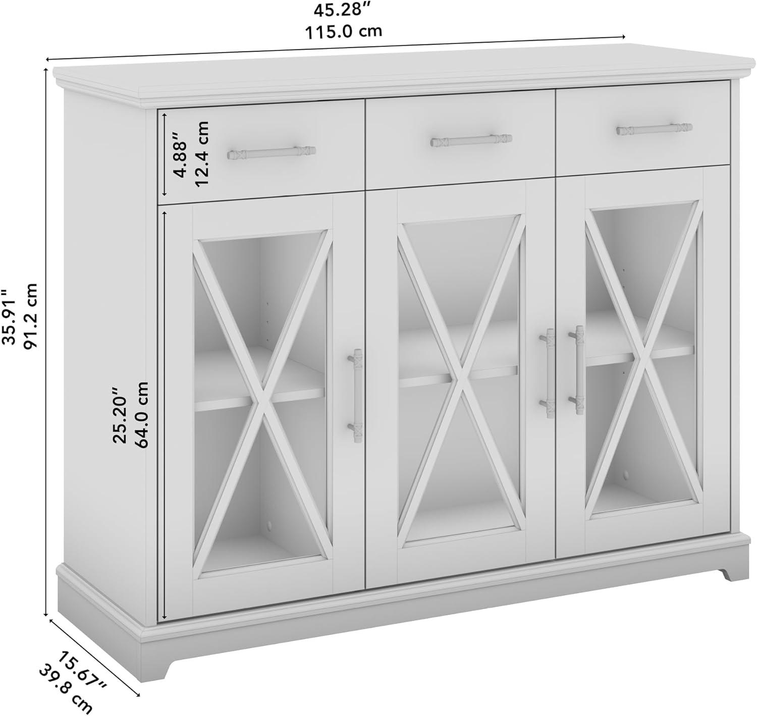 Lennox 46W Buffet Cabinet with Drawers in Linen White Oak - Engineered Wood