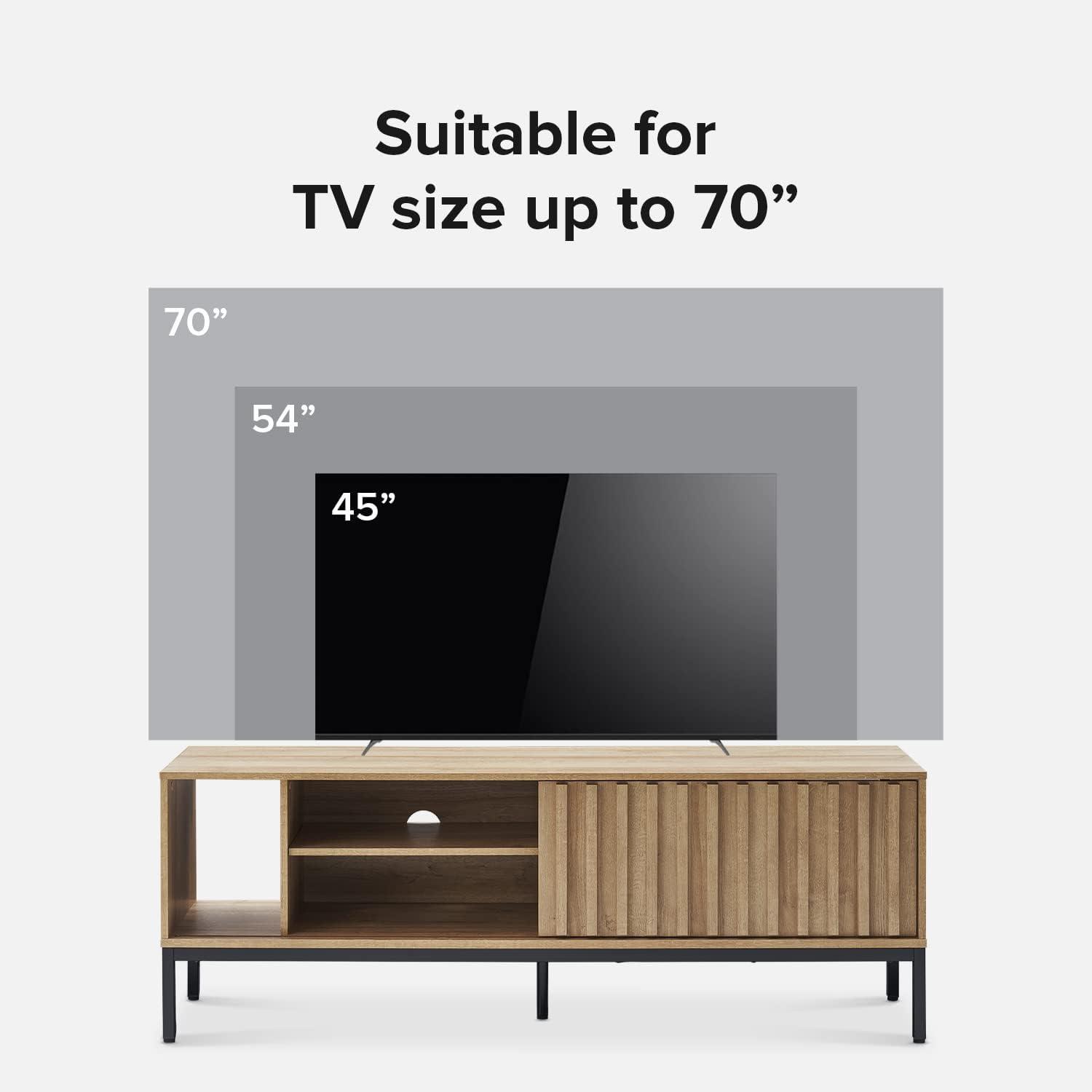 Riviera Oak 64" Rustic Industrial TV Stand with Sliding Door