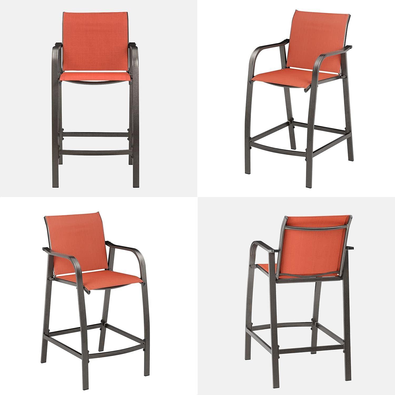 2pc Outdoor Counter Height Aluminum Bar Stools - Orange - Pellebant: UV & Weather Resistant, 270lbs Capacity