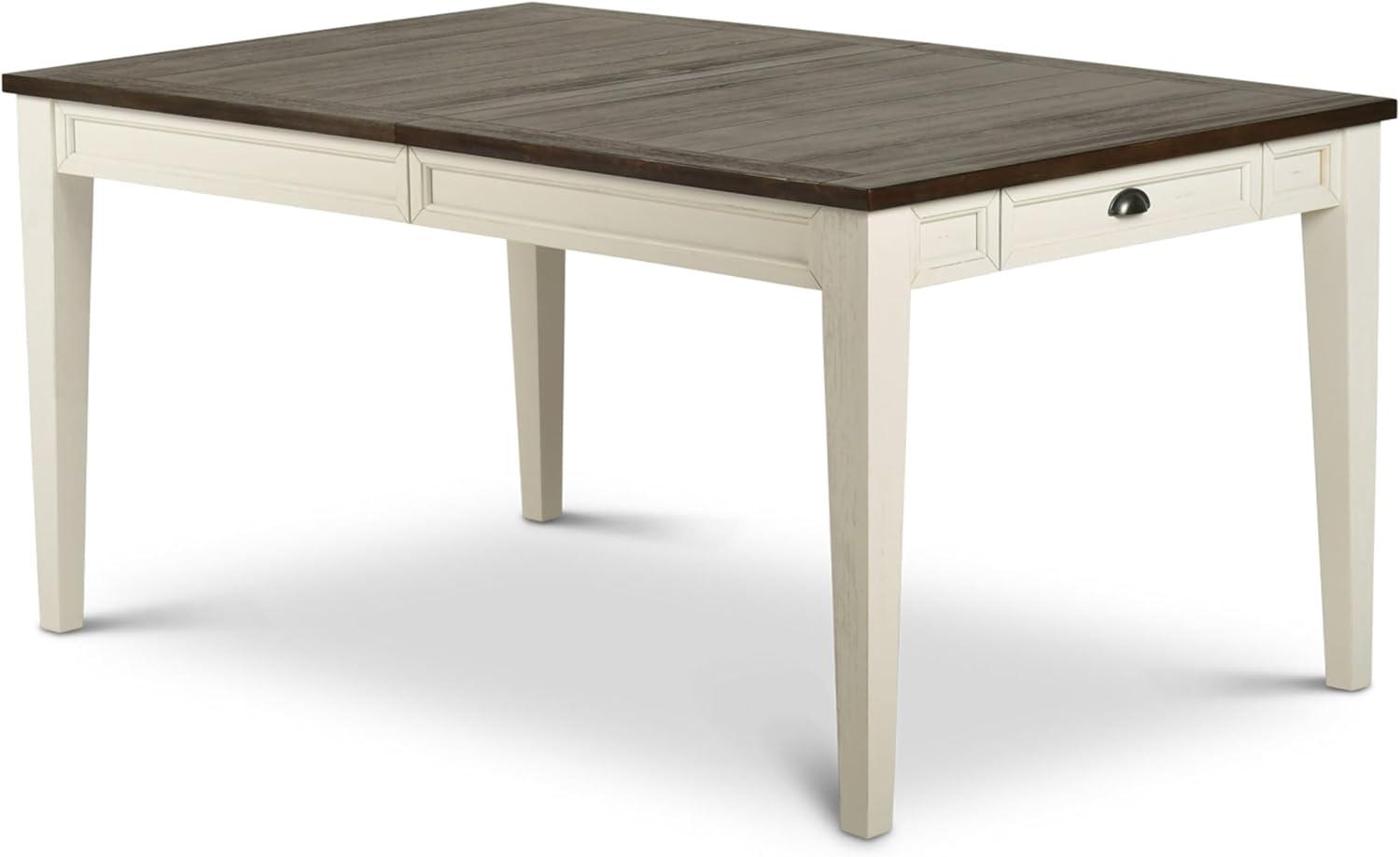 Cayla Dark Oak and White Extendable Farmhouse Dining Table