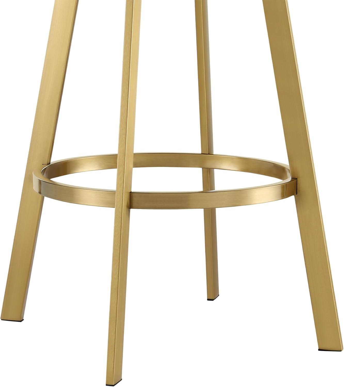 Chelsea 26" Swivel Counter Stool with Gold Brushed Stainless Steel and Taupe Fabric