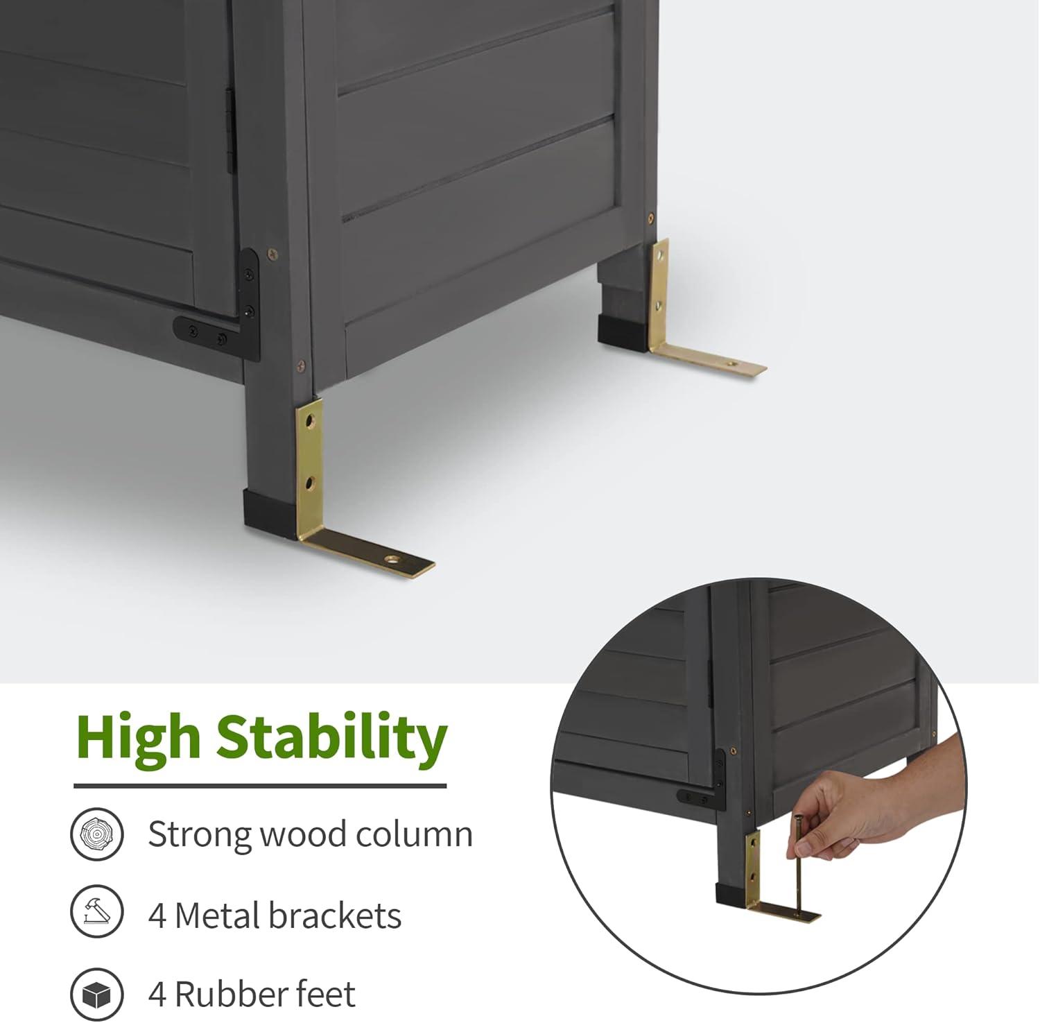 MCombo 24.6 in. W x 18 in. D Outdoor Wood Storage Cabinet，Garden Wooden Tool Shed with Double Doors