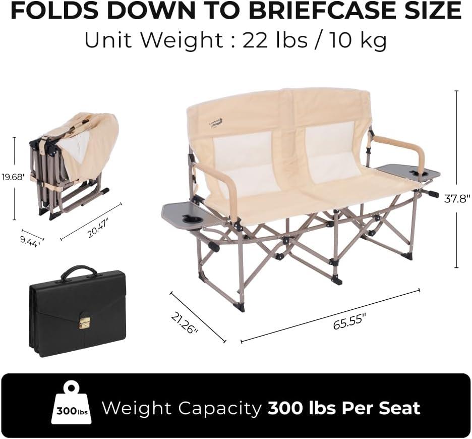 Camphor Designs Oversized Double Portable Folding Director’s Loveseat