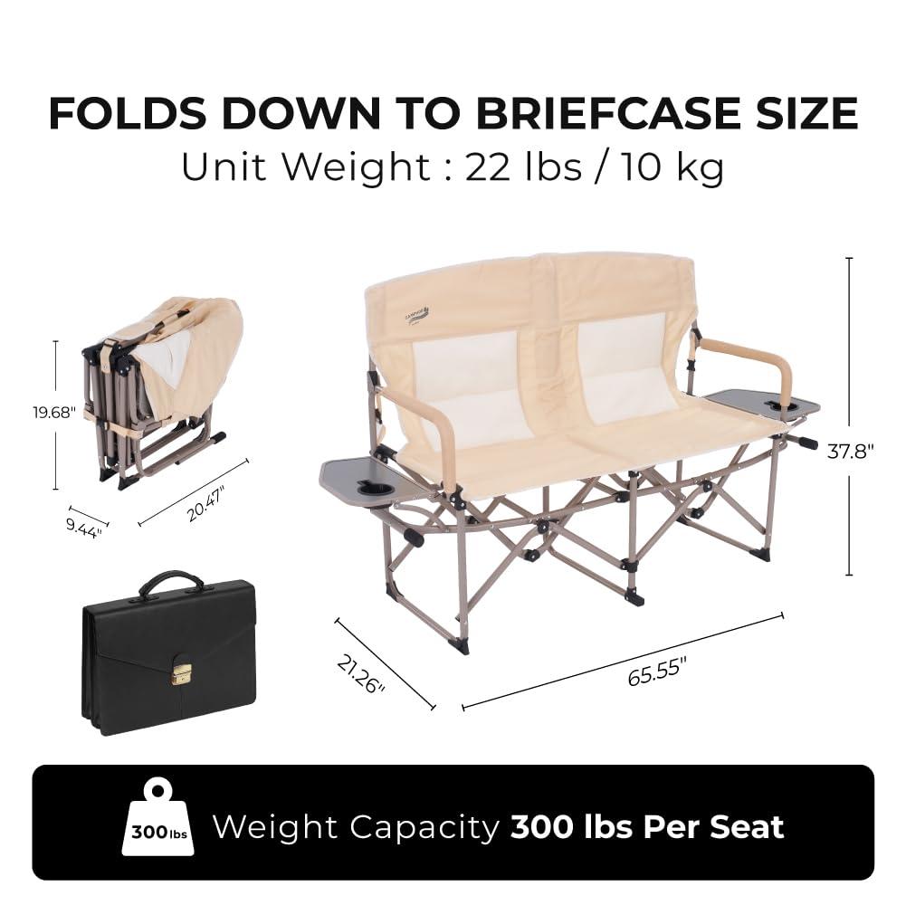 Camphor Designs Oversized Double Portable Folding Director’s Loveseat