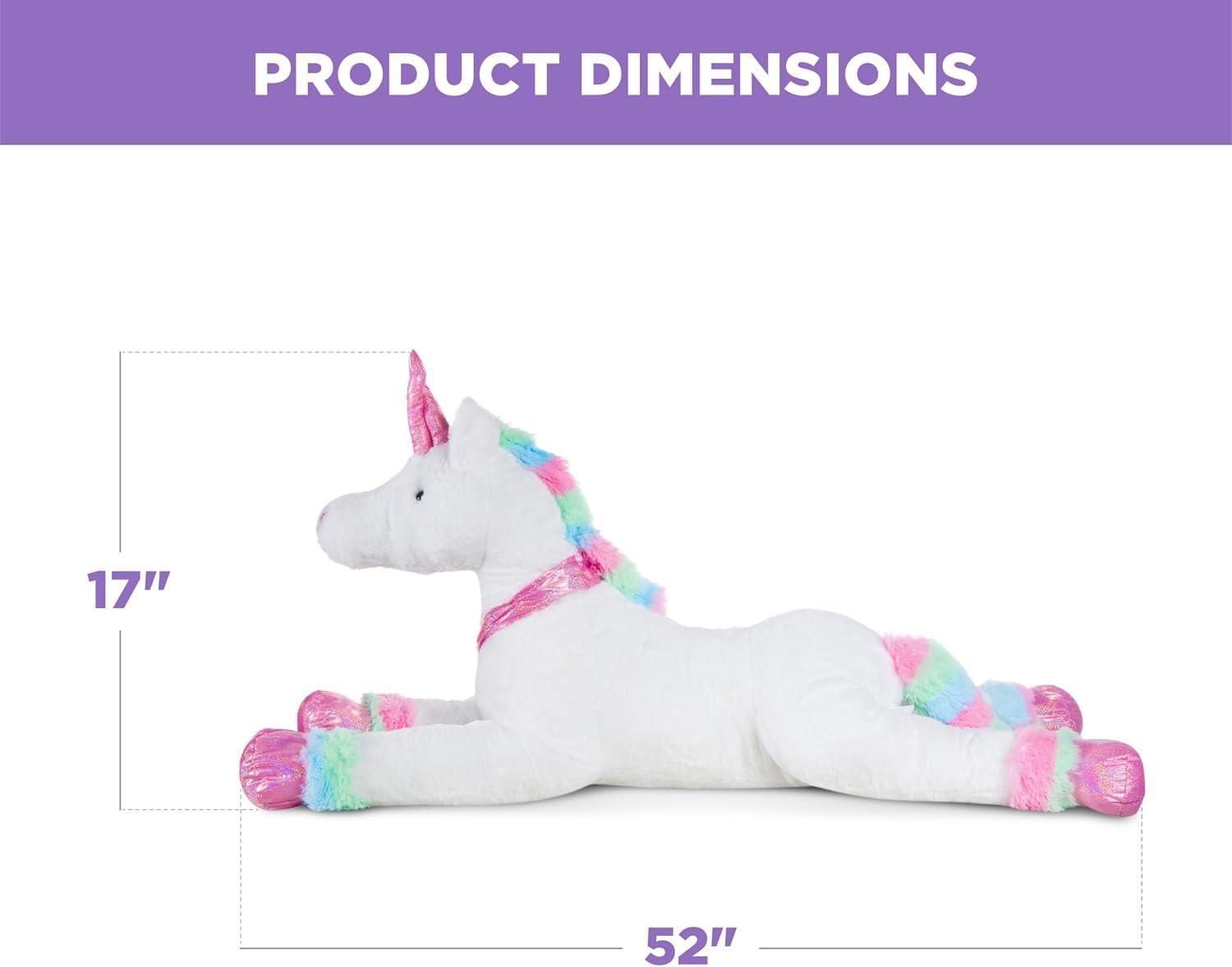 Best Choice Products 52in Kids Large Plush Unicorn, Life-Size Stuffed Animal Toy w/ Rainbow Details - White Faux Fur