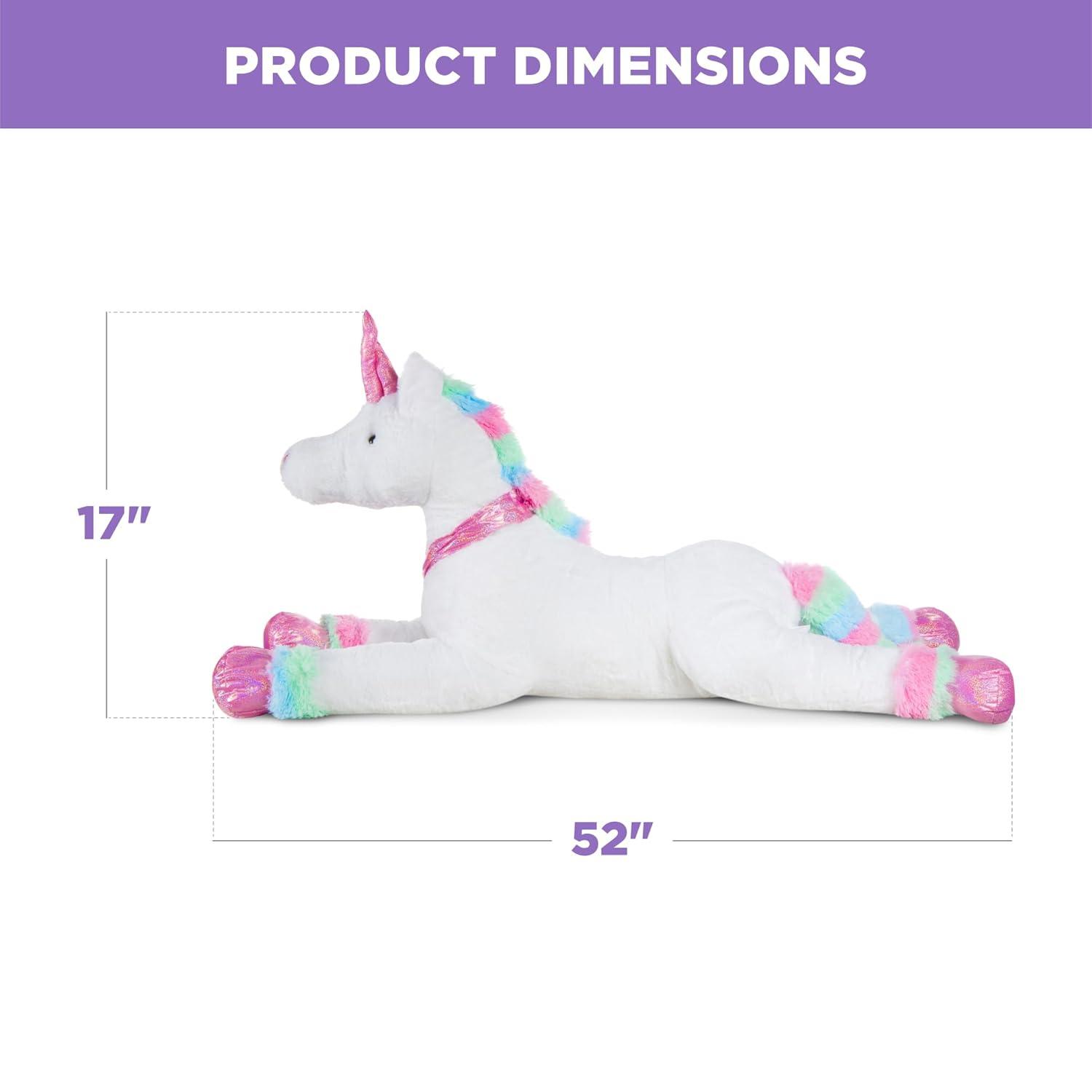 Best Choice Products 52in Kids Large Plush Unicorn, Life-Size Stuffed Animal Toy w/ Rainbow Details - White Faux Fur