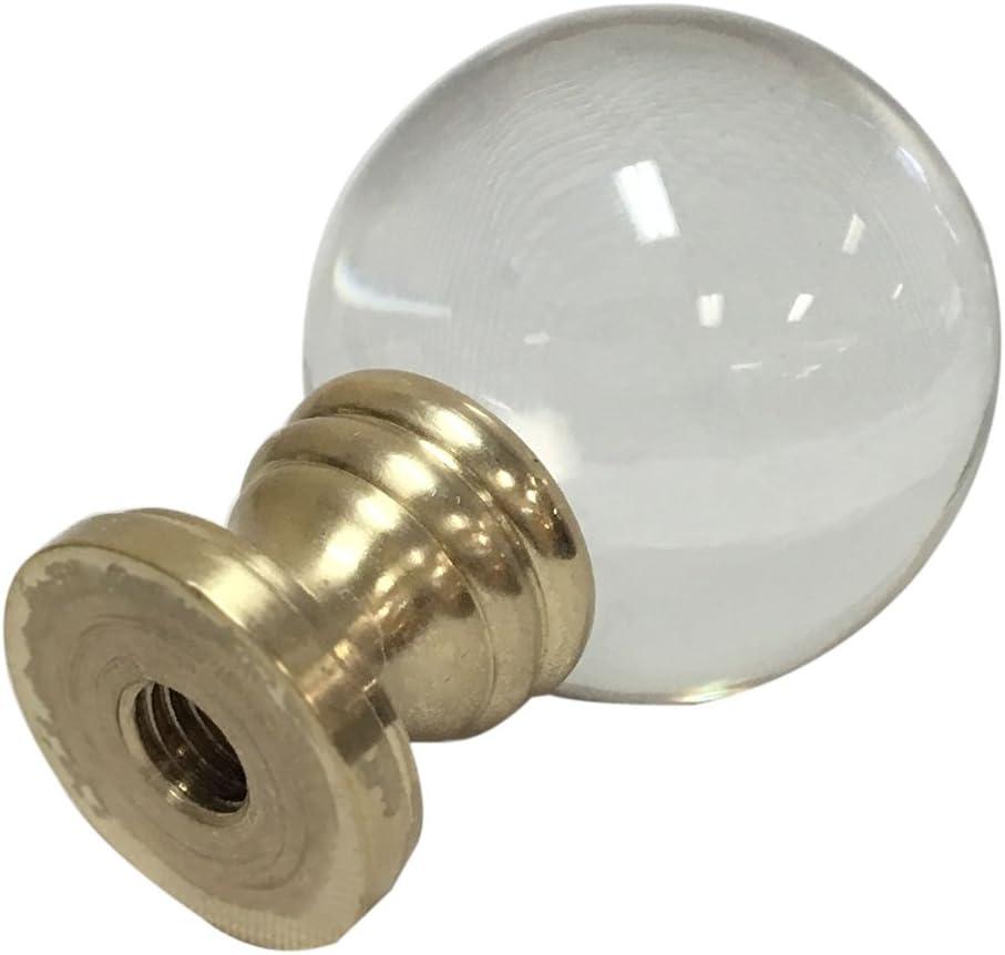 Royal Designs CCF-2016M-PB-2 Medium Clear Ball K9 Crystal Finial For Lamp Shade With Polished Brass Base, Set of 2