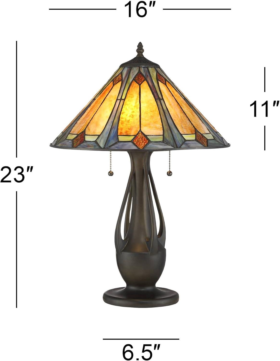 Robert Louis Tiffany Gerald Traditional Accent Table Lamp 23" High Deep Metallic Metal Stained Art Glass Shade for Bedroom Living Room Nightstand Home