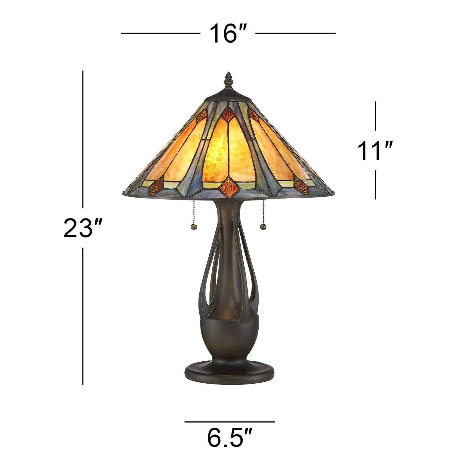 Robert Louis Tiffany Gerald Traditional Accent Table Lamp 23" High Deep Metallic Metal Stained Art Glass Shade for Bedroom Living Room Nightstand Home