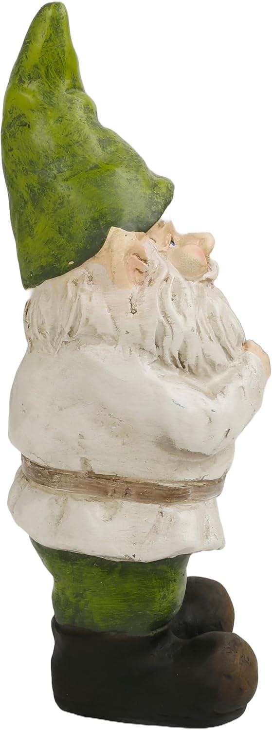 Beige and Green Polyresin Garden Gnome Statue