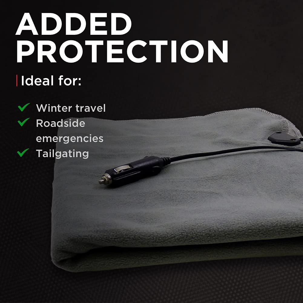 Schumacher Electric Heated Polar Fleece Lap Blanket, SA877, 64 Inch Cord, for Emergencies, Road Trips, Camping, and Tailgating, Plugs into 12 Volt DC Accessory Outlet
