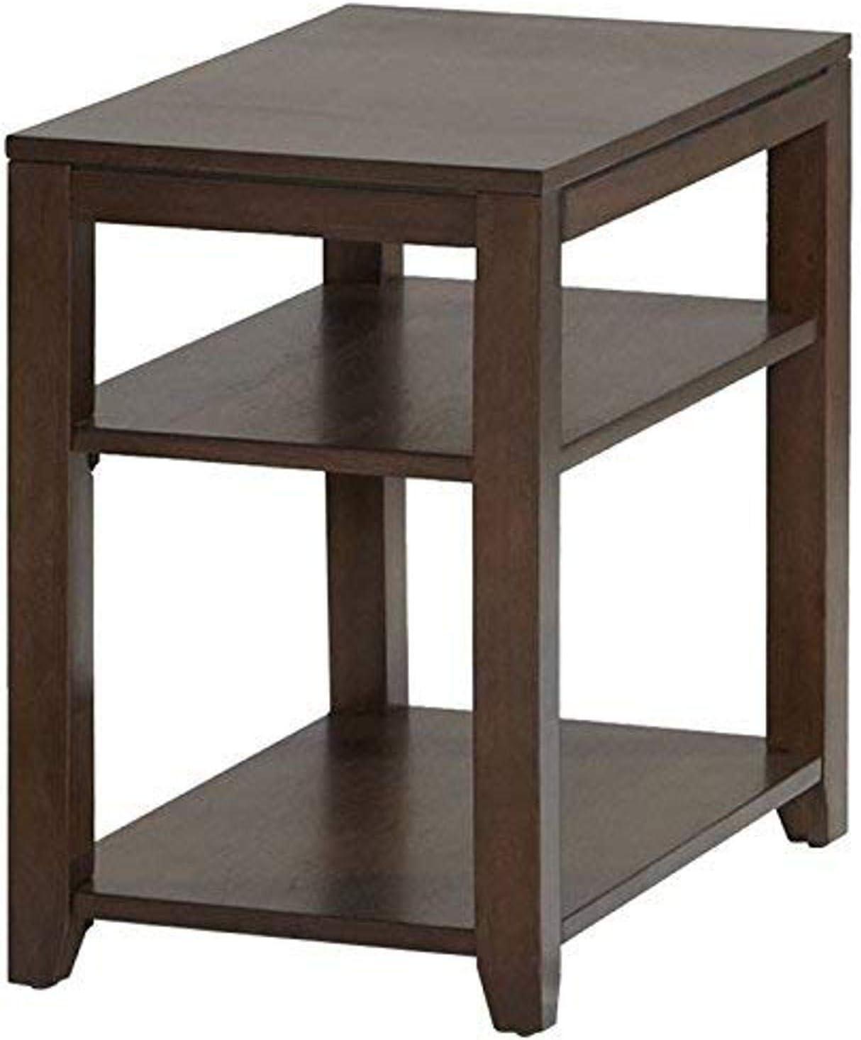 Daytona Contemporary Style Chairside Table with Pull-out Laminate Surface, Regal Walnut