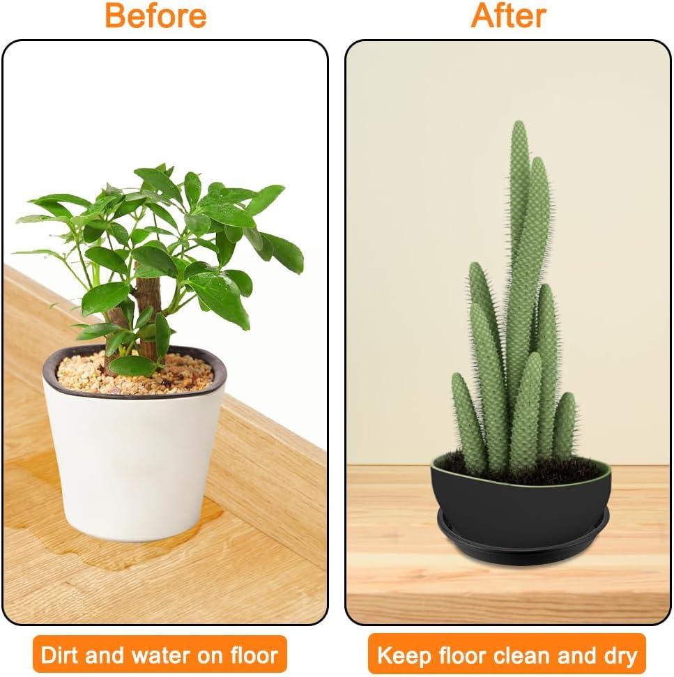 Tripumer 12Pack Plant Saucers 6inch/8inch/10inch Black Plant Saucers Plastic Planter Trays Round Trays Heavy Duty Drip Trays Perfect for Indoor and Outdoor Plants