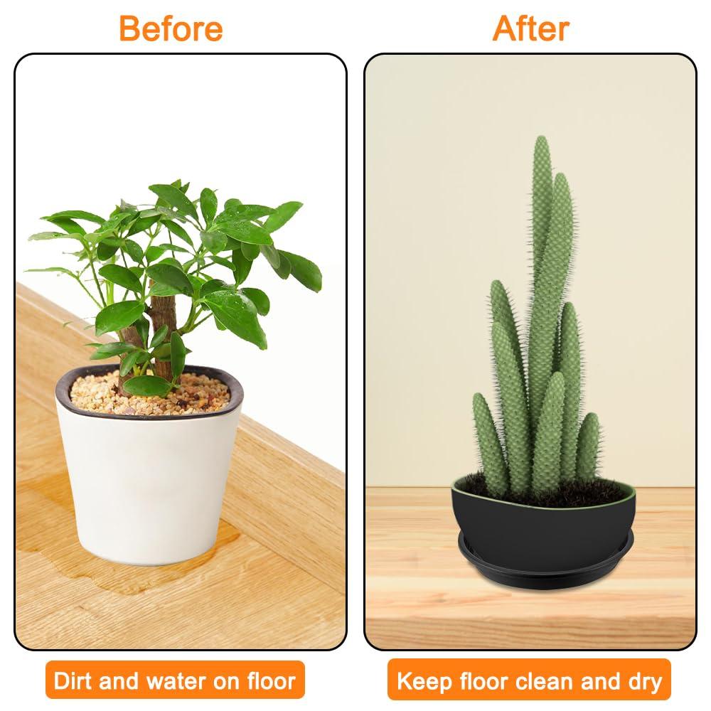 Tripumer 12Pack Plant Saucers 6inch/8inch/10inch Black Plant Saucers Plastic Planter Trays Round Trays Heavy Duty Drip Trays Perfect for Indoor and Outdoor Plants