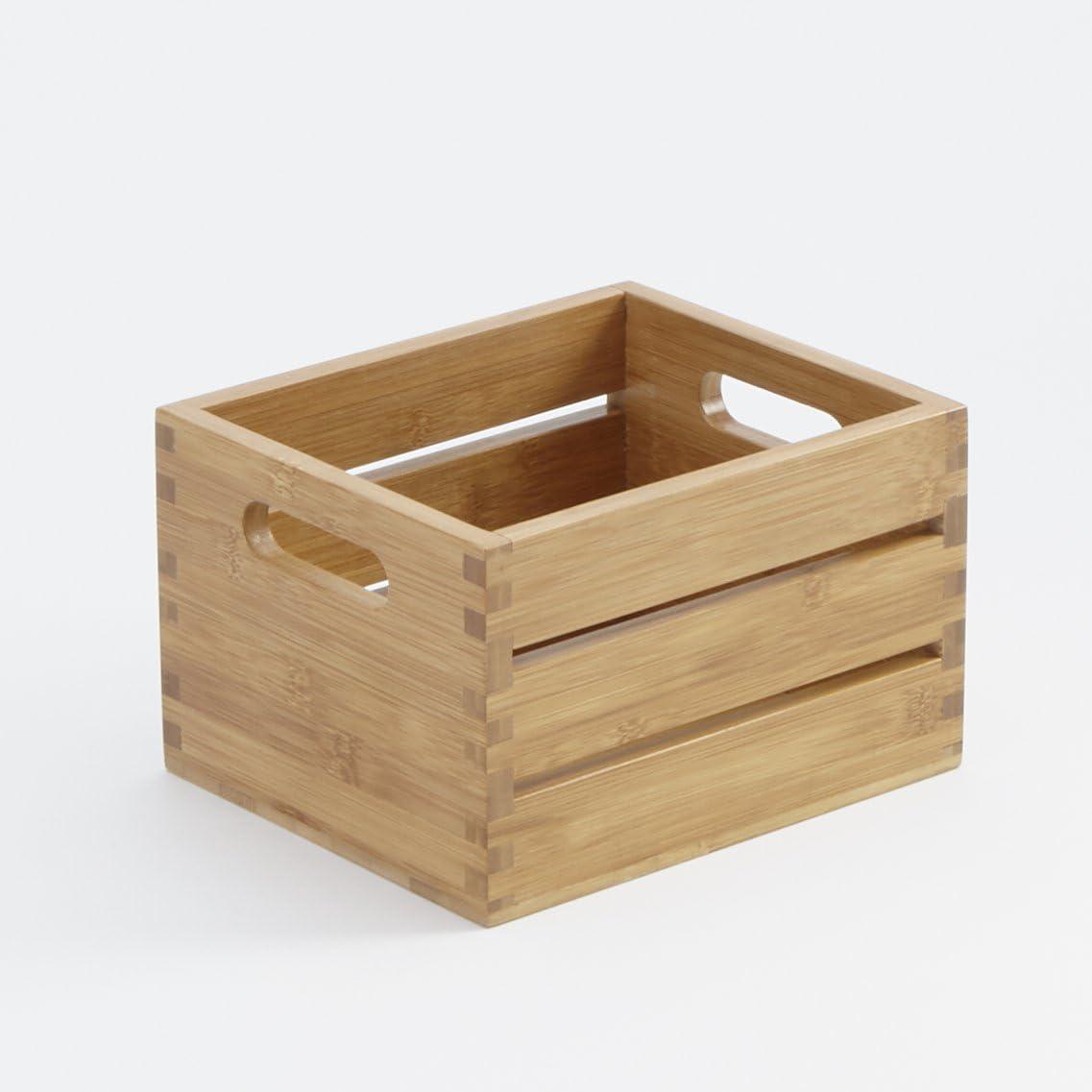 Natural Bamboo Wood Caddy with Horizontal Slats