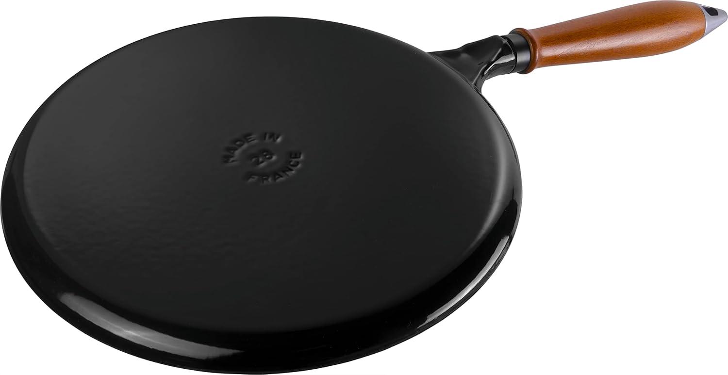 Staub Cast Iron 11-inch Crepe Pan with Spreader & Spatula - Matte Black